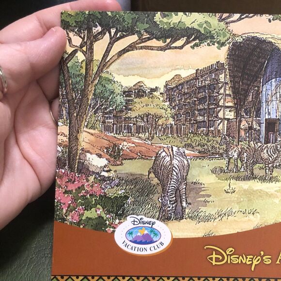 New Oversized Disney’s Animal Kingdom Villas Postcard, Vacation Club; Zebras - Picture 2 of 11